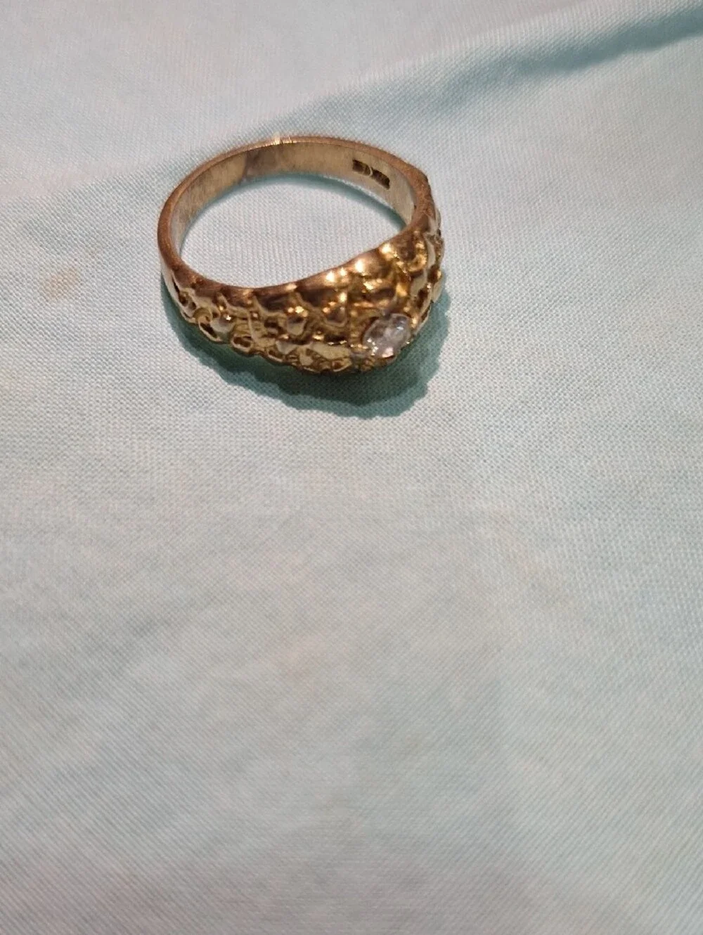 Gold Nugget Diamond Accent Womens Ring